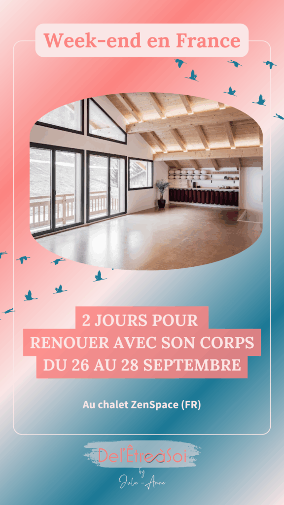 Séjour - pause - week-end - se ressourcer - se reposer - prendre le temps - souffler - ralentir - prendre soin de soi - bien-être - corps - relation à son corps - se réconcilier avec son corps
