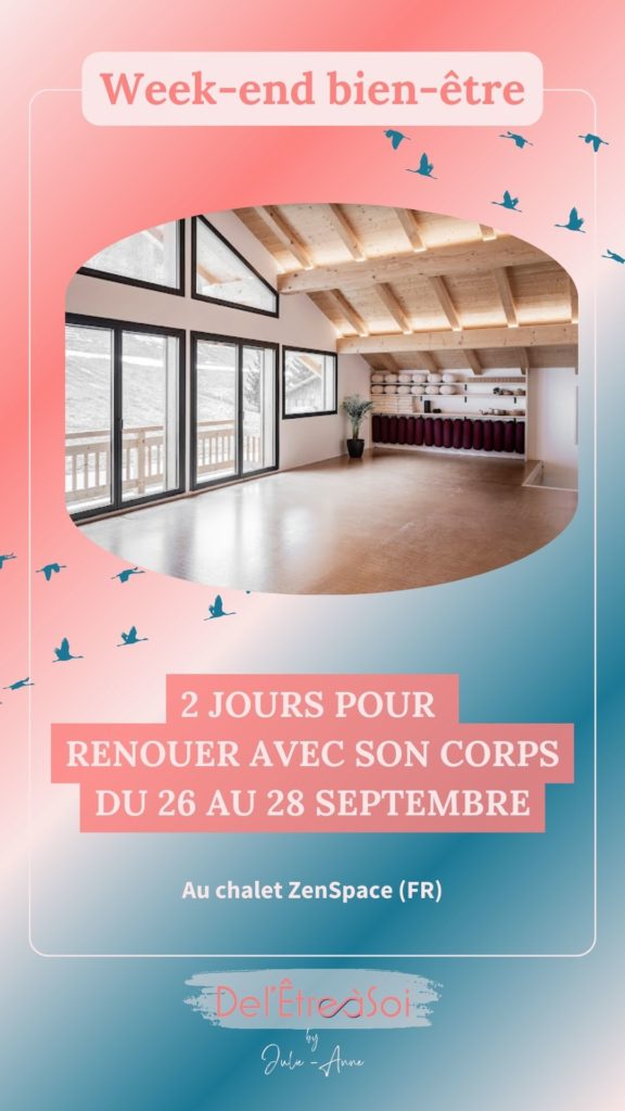 Séjour - pause - week-end - se ressourcer - se reposer - prendre le temps - souffler - ralentir - prendre soin de soi - bien-être - corps - relation à son corps - se réconcilier avec son corps